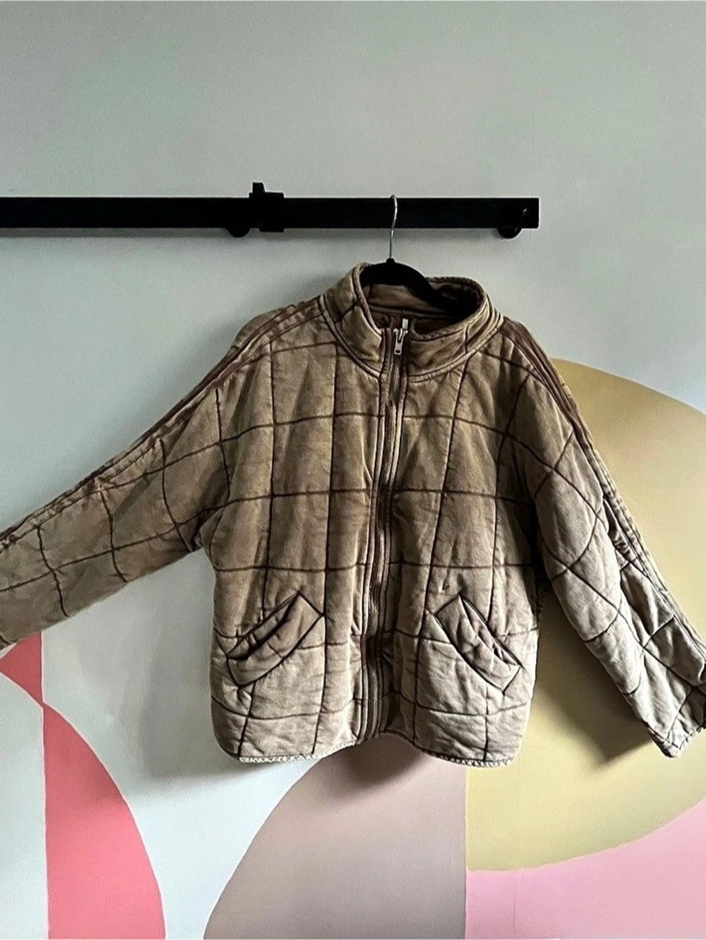 Free People Dolman Quilted Knit Jacket Brown XS